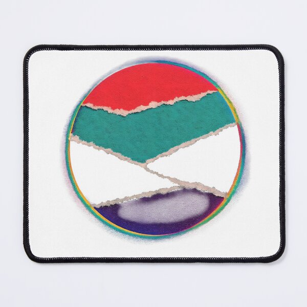 Item preview, Circular emblem with torn bands, rainbow halo, and jagged white seams designed and sold by Creative88Art.