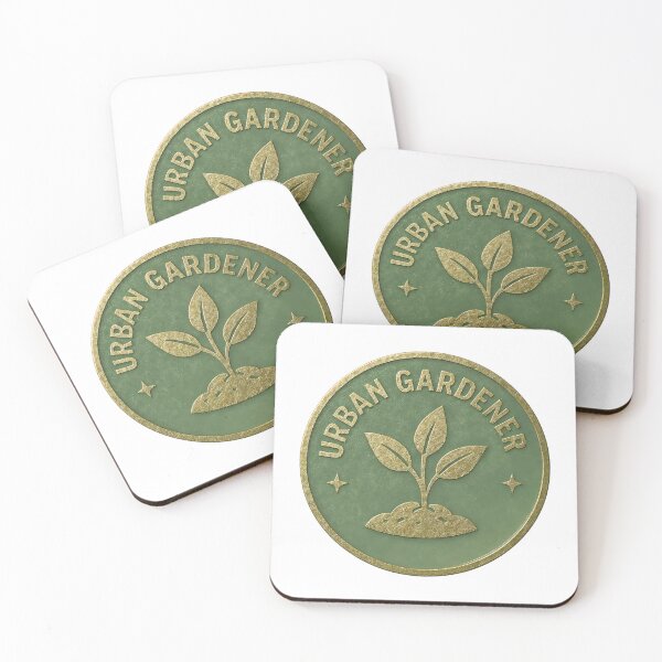 Item preview, Urban Gardener gold emblem with sprouting plant on muted green designed and sold by Creative88Art.