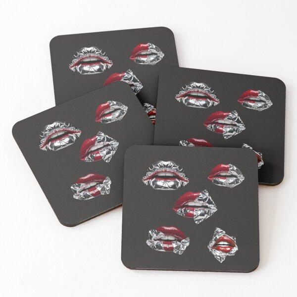 Item preview, Red Lips & Silver Foil Sticker Pack – Bold Pop Art Lip Stickers designed and sold by NUVYStudio.
