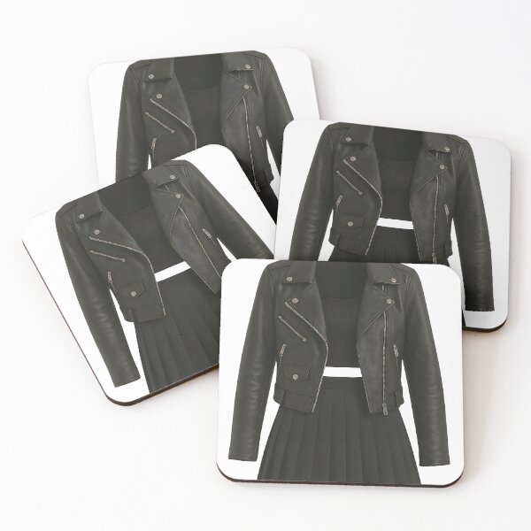 Item preview, Black leather biker jacket with pleated mini skirt on invisible form designed and sold by Creative88Art.