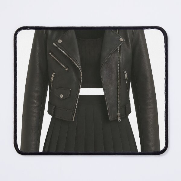 Item preview, Black leather biker jacket with pleated mini skirt on invisible form designed and sold by Creative88Art.