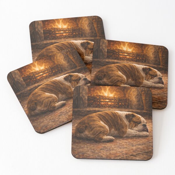 Item preview, Sleeping Bulldog by the Fireplace designed and sold by VandVArt.