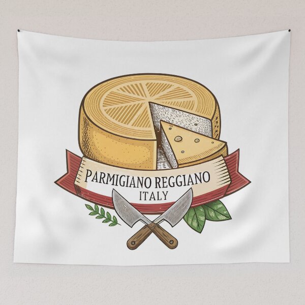 Item preview, Vintage Parmigiano Reggiano Cheese Label – Italian Deli Food Art designed and sold by VividOrganica.