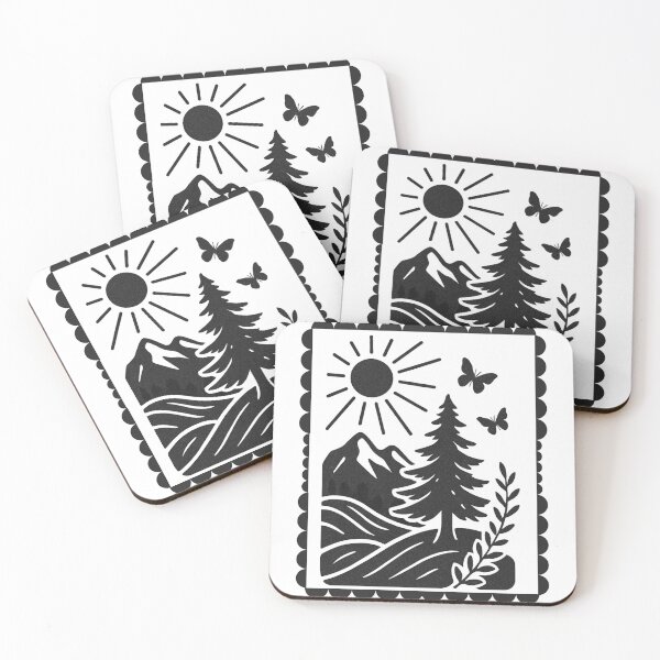 Item preview, Rustic Nature Cutout – Folk Art Mountain & Tree Design designed and sold by ArtfullyJua.