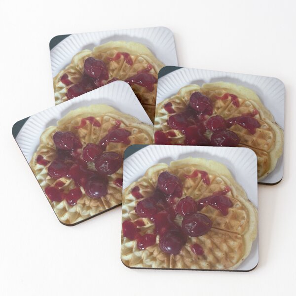 Item preview, Deutsch)  Waffel mit Kirschmarmelade – Winterlicher Genuss zur Weihnachtszeit  Title (English)  Waffle with Cherry Jam – A Cozy Christmas Treat Outdoors designed and sold by Yaroplanner.