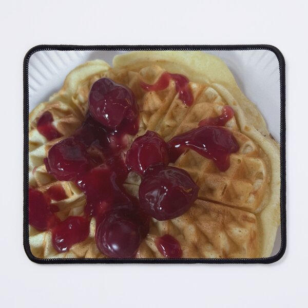 Item preview, Deutsch)  Waffel mit Kirschmarmelade – Winterlicher Genuss zur Weihnachtszeit  Title (English)  Waffle with Cherry Jam – A Cozy Christmas Treat Outdoors designed and sold by Yaroplanner.