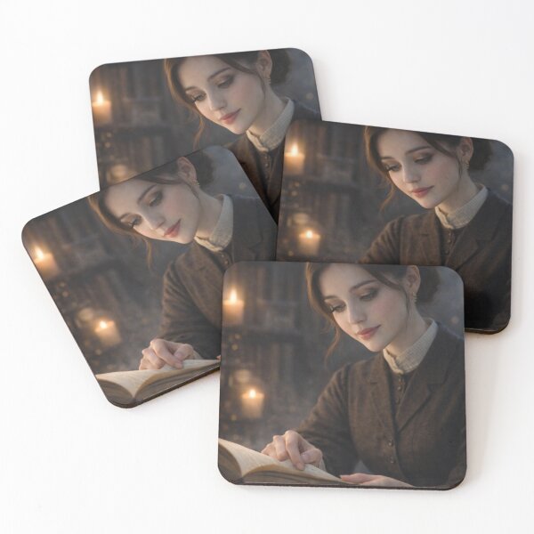 Item preview, Victorian Scholar Reading by Candlelight in Vintage Library designed and sold by ASMRUniverse.
