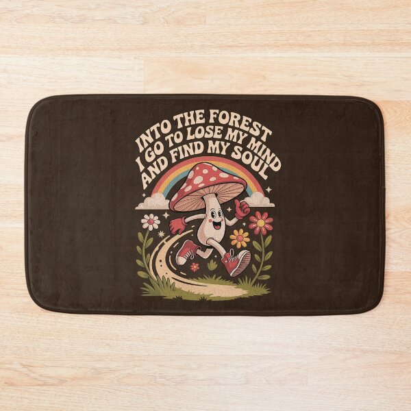 Item preview, Vintage happy red amanita mushroom - "into the forest i go to lose my mind and find my soul" for nature lover designed and sold by Fantasy Cache.