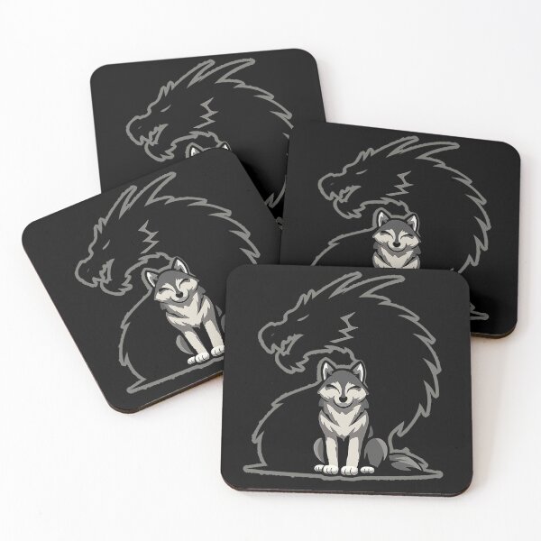 Item preview, Silent Wolf with Dragon Shadow, Inner Strength and Hidden Power Symbolism designed and sold by Ach&Koor.