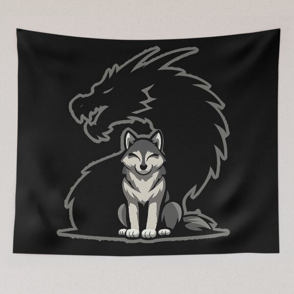 Item preview, Silent Wolf with Dragon Shadow, Inner Strength and Hidden Power Symbolism designed and sold by Ach&Koor.