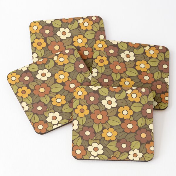 Item preview, Brown & Mustard Retro Floral – 70s Finnish Pattern designed and sold by Planthem.