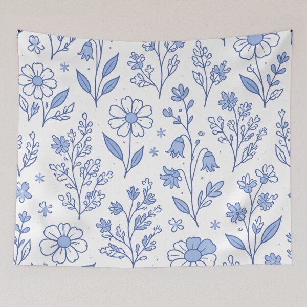 Item preview, Blue & White Meadow – Finnish Flag Floral Pattern designed and sold by Planthem.