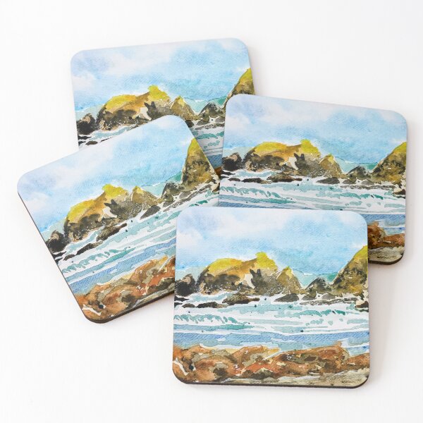 Item preview, Rough sea waves against rocks in watercolour  designed and sold by Art-By-Rosalind.