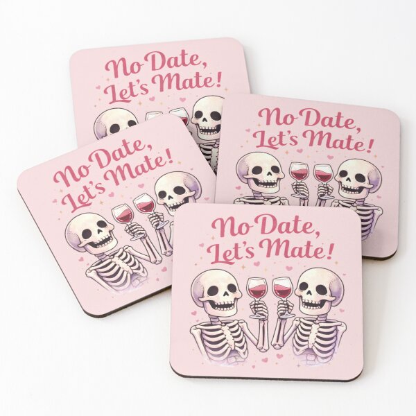 Item preview, No Date, Let's Mate – Skeleton Couple Wine Halloween Valentine designed and sold by PunchDrop.