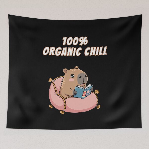 Item preview, 100% Organic Chill Capybara Reading Book Kawaii Meme designed and sold by AnimalMemeHub.