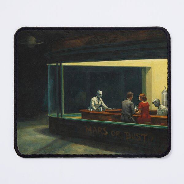 Item preview, Framed Nighthawks in Space – Edward Hopper Retro Future Parody designed and sold by JY33.