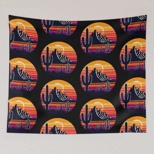 Item preview, Superstition Mountains Arizona - Retro 80s Desert Sunset designed and sold by GREENZ0NE.