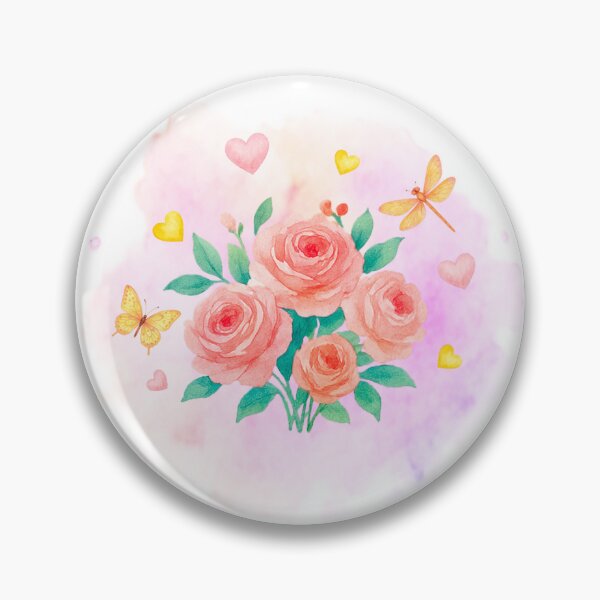Item preview, Watercolor red roses, butterfly and dragonfly designed and sold by OM-lova.