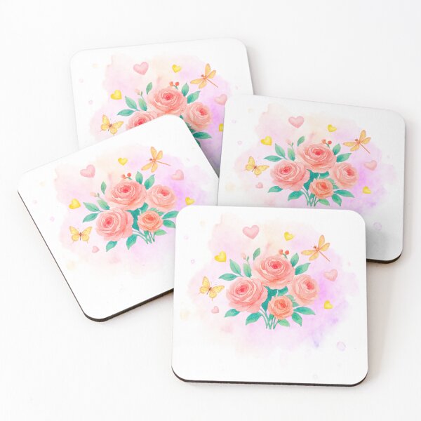Item preview, Watercolor red roses, butterfly and dragonfly designed and sold by OM-lova.