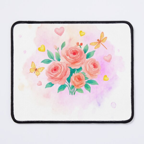 Item preview, Watercolor red roses, butterfly and dragonfly designed and sold by OM-lova.