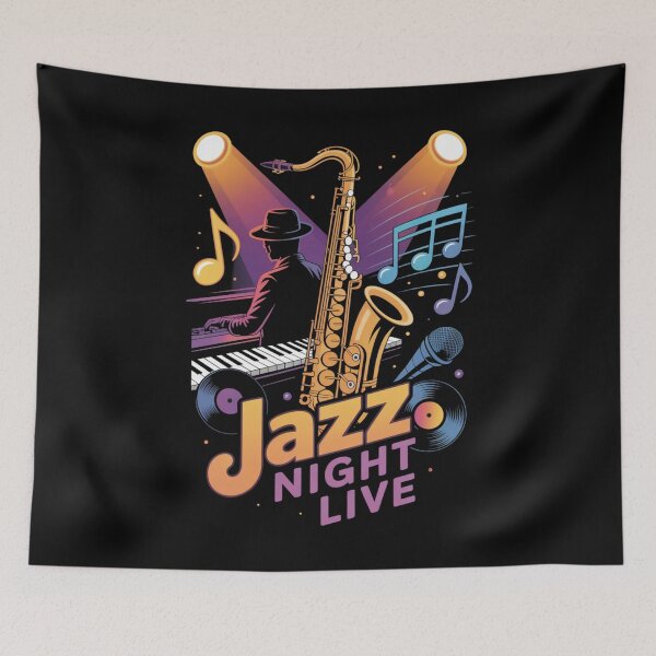 Item preview, Midnight Jazz – Vintage Music Illustration designed and sold by DreamOnShirts.