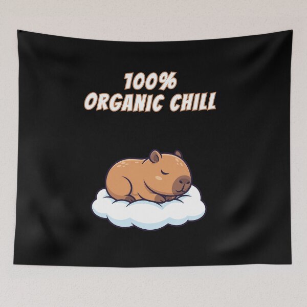 Item preview, 100% Organic Chill Capybara Sleeping Cloud Kawaii Meme designed and sold by AnimalMemeHub.