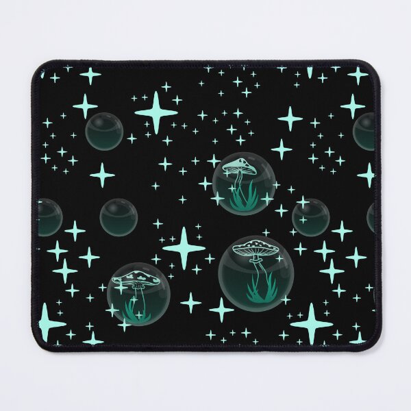 Item preview, Mushrooms in glass balls on a background of stars designed and sold by ReflectedCrafts.