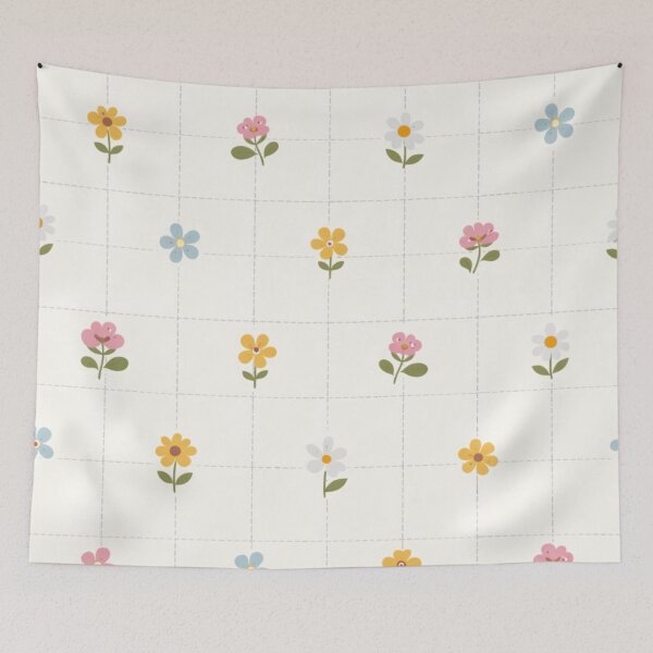 Item preview, Midsummer Meadow Grid – Vintage Nordic Floral Pattern designed and sold by Planthem.