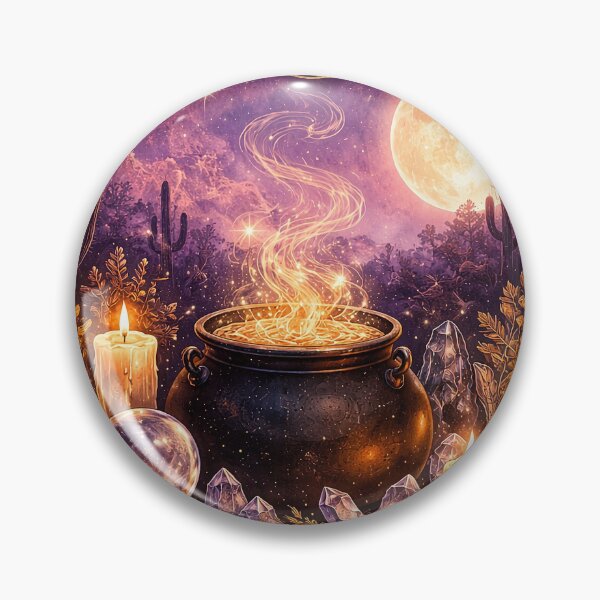 Item preview, Happy New Year – Desert Witch Magick Cauldron Moon Scene designed and sold by ArizonaWitches.