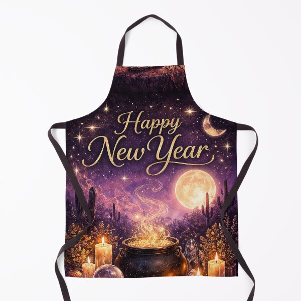 Item preview, Happy New Year – Desert Witch Magick Cauldron Moon Scene designed and sold by ArizonaWitches.