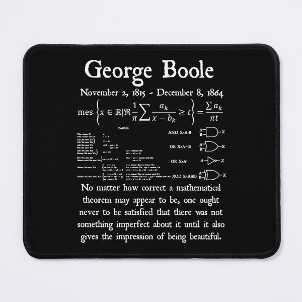 Item preview, Nerdy Vintage George Boole Quote Math Teacher White Text designed and sold by MathWare MathClips.
