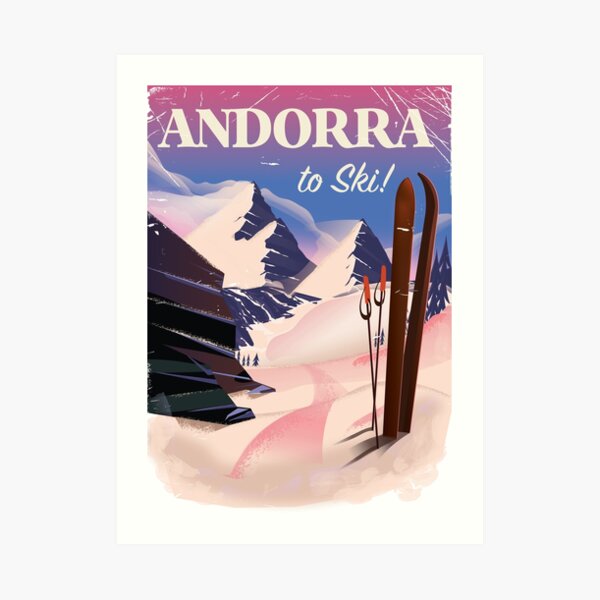 Andorra vintage Ski poster Art Print