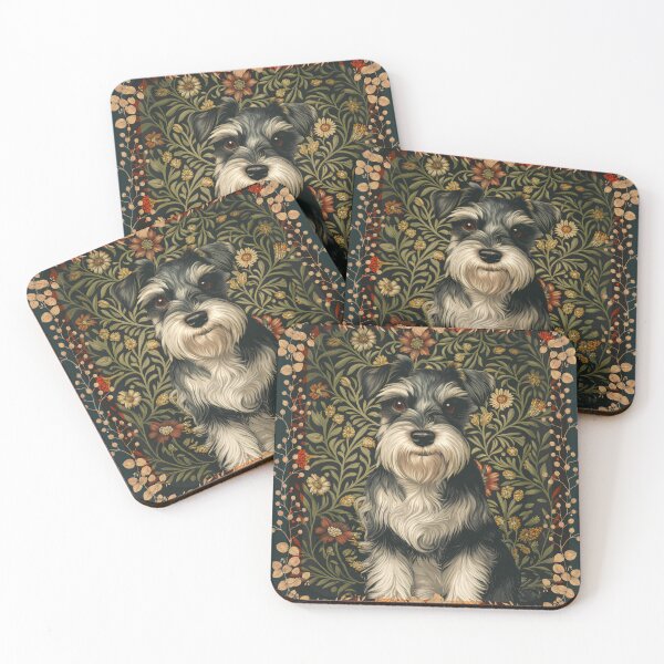 Item preview, Schnauzer in a William Morris Style Floral Garden designed and sold by AntiqueImages.