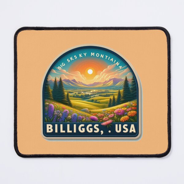 Item preview, Billings USA – Cute 3D Landscape Label | Big Sky Montana Illustration, designed and sold by PaintMeWorld.