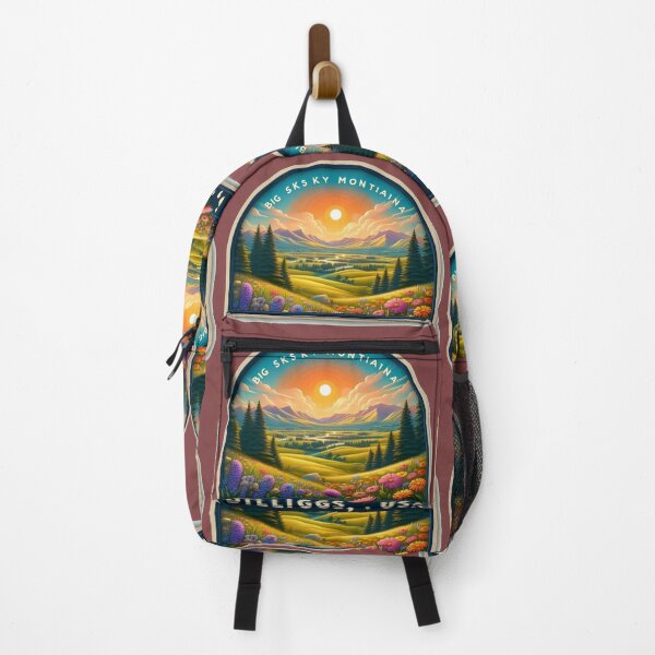 Item preview, Billings USA – Cute 3D Landscape Label | Big Sky Montana Illustration, designed and sold by PaintMeWorld.