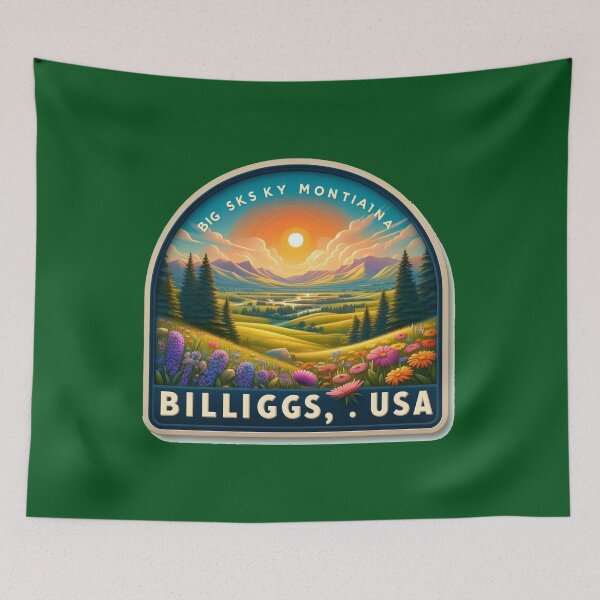Item preview, Billings USA – Cute 3D Landscape Label | Big Sky Montana Illustration,  designed and sold by PaintMeWorld.