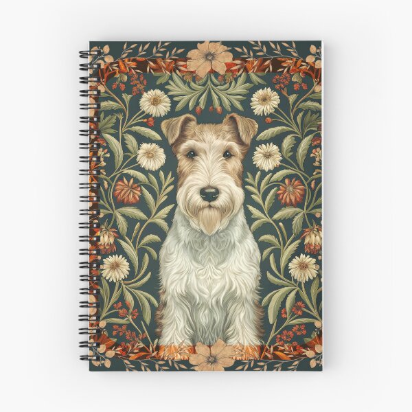 Item preview, Fox Terrier de pelo duro en un jardín floral al estilo William Morris designed and sold by AntiqueImages.