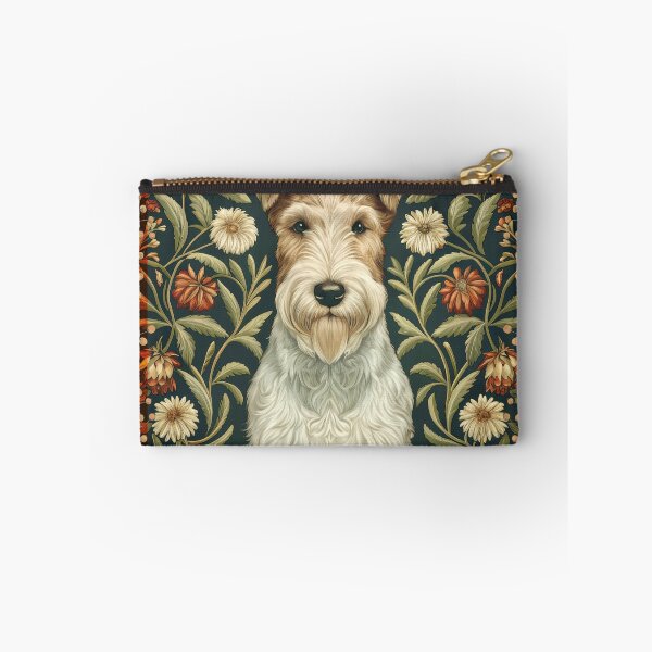 Item preview, Wire Fox Terrier in a William Morris Style Floral Garden designed and sold by AntiqueImages.