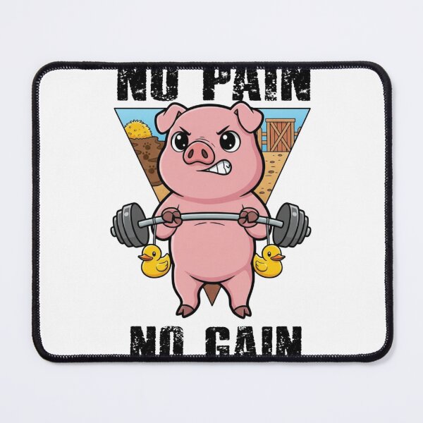 Item preview, No Pain No Gain Funny Gym Pig Weightlifting designed and sold by rjjvstudio26.