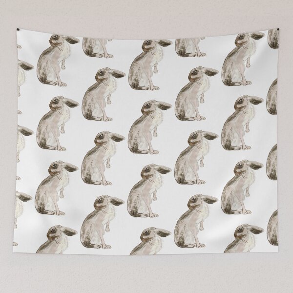Item preview, Happy hare, folklore hare drawn with crayons designed and sold by Dormitria.