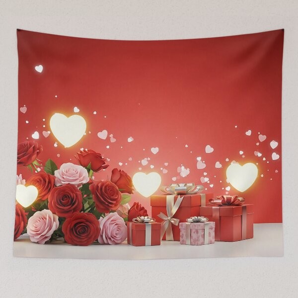 Item preview, Romantic Valentine’s Day Background with Roses and Gift Boxes designed and sold by 420riaz.