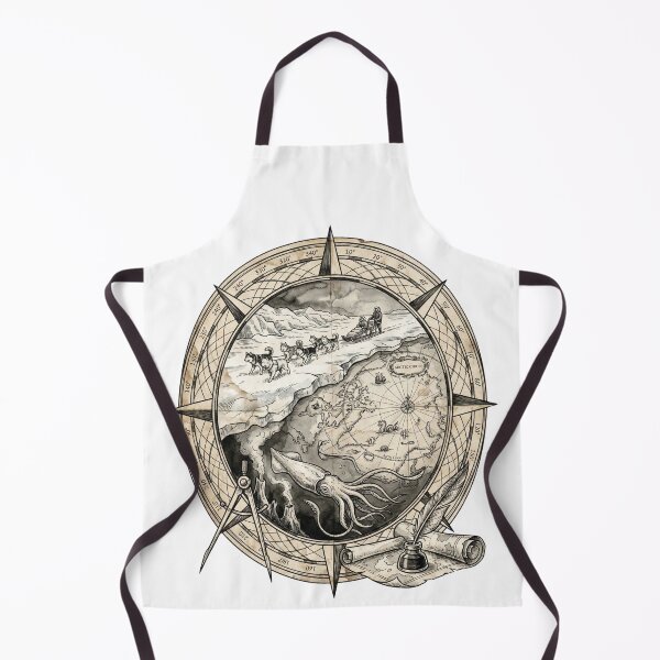 Item preview, Vintage Arctic Cartography Sled Dog Expedition Ink Drawing designed and sold by AURA Vibes.