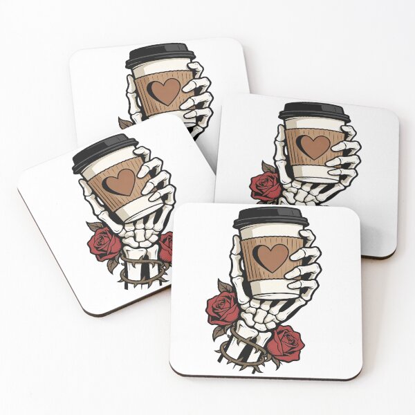 Item preview, Skeleton Hand Coffee Cup Roses Edgy Valentine designed and sold by Flowing Colurs.