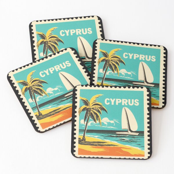 Item preview, Vintage Cyprus Postage Stamp Art - Mediterranean Sailboat & Palm Paradise designed and sold by tiigerdad.