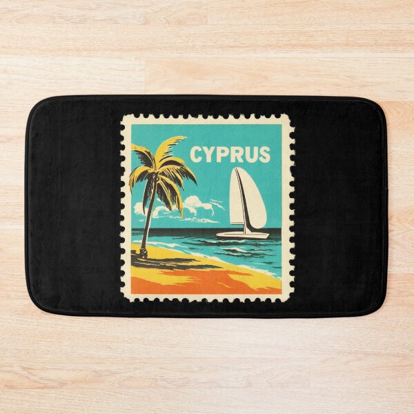 Item preview, Vintage Cyprus Postage Stamp Art - Mediterranean Sailboat & Palm Paradise designed and sold by tiigerdad.
