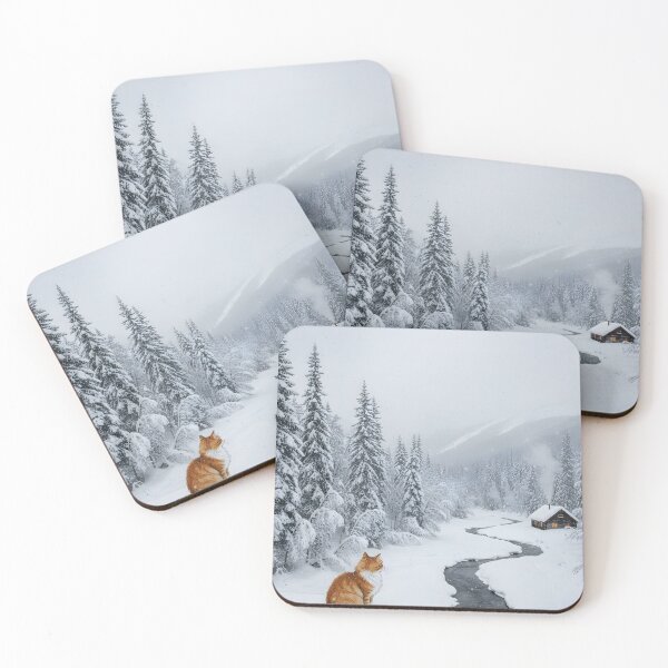 Item preview, Heavy Winter Cabin and Ginger Cat by the River designed and sold by Pukisdaizi.