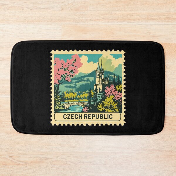 Item preview, Vintage Czech Republic Postage Stamp Art - Prague Gothic Spires & Spring Blooms designed and sold by tiigerdad.