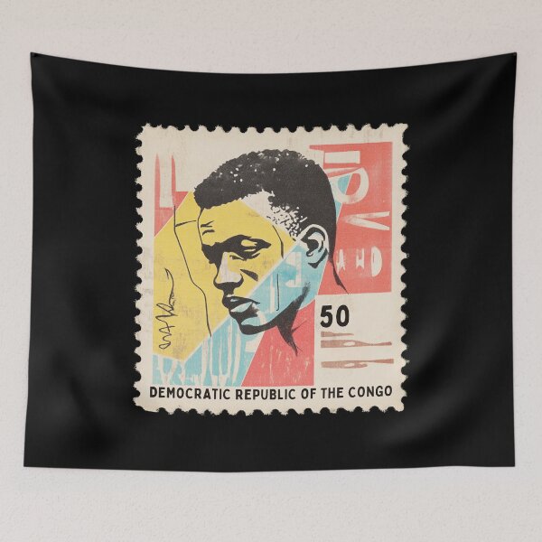 Item preview, Vintage Democratic Republic of the Congo Postage Stamp - Afro-Modernist Portrait designed and sold by tiigerdad.