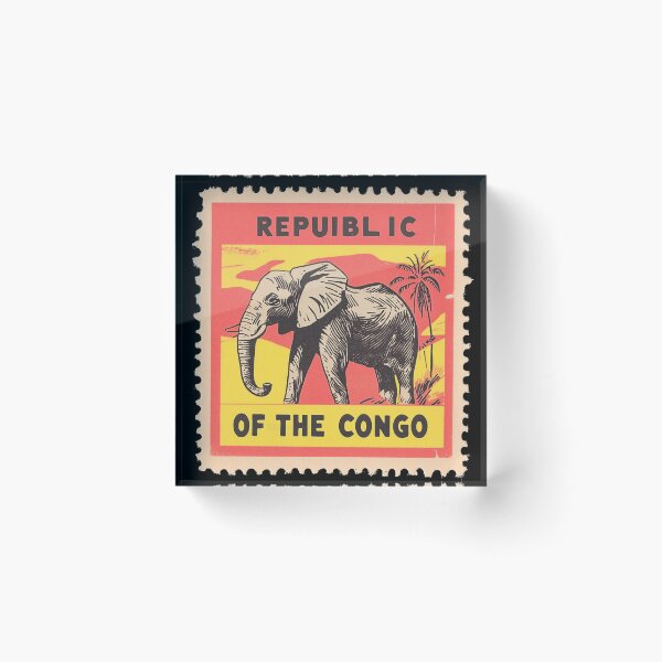 Item preview, Vintage Republic of the Congo Postage Stamp Art - African Elephant & Palm designed and sold by tiigerdad.