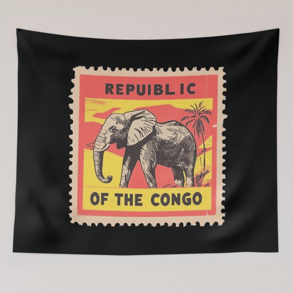 Item preview, Vintage Republic of the Congo Postage Stamp Art - African Elephant & Palm designed and sold by tiigerdad.